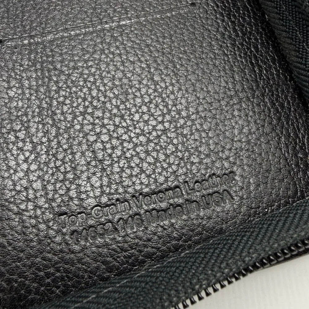 Vintage Franklin Quest Planner 6 Ring Zipper Binder Black Verona Leather 7x9 USA